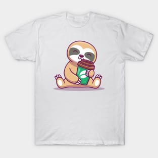 Cute Sloth Holding Coffee T-Shirt